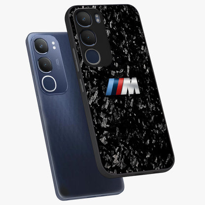 Carbon Speed Mark Glass Case displayed in angled mockup highlighting racing inspired carbon design and sleek aesthetic style.