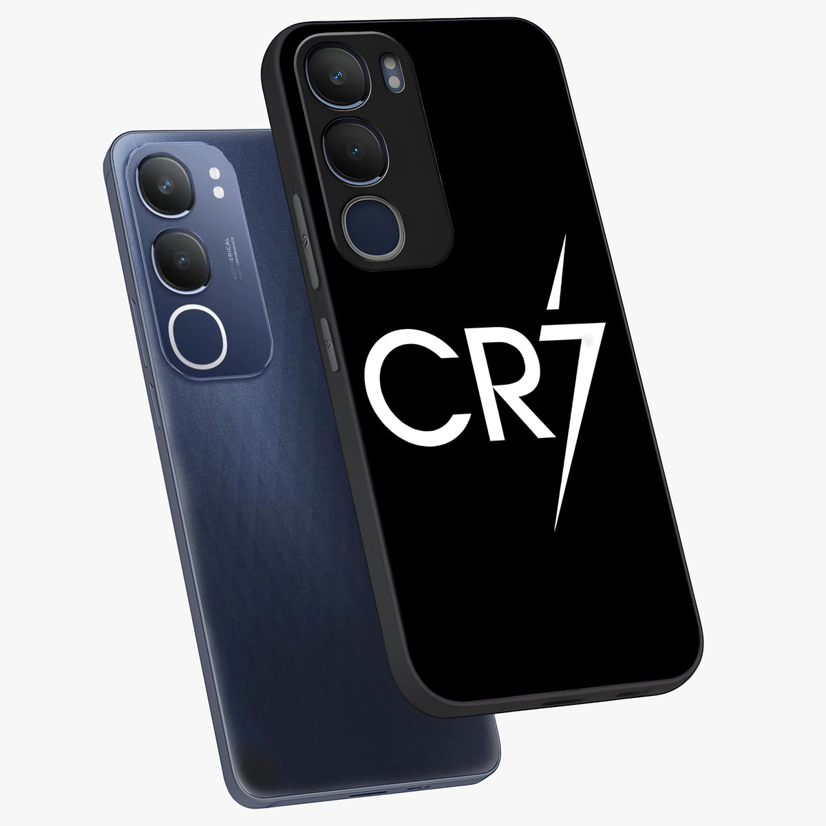 Cr7 Elite Strike Glass Case displayed in angled mockup highlighting powerful sports graphic with bold athletic theme.