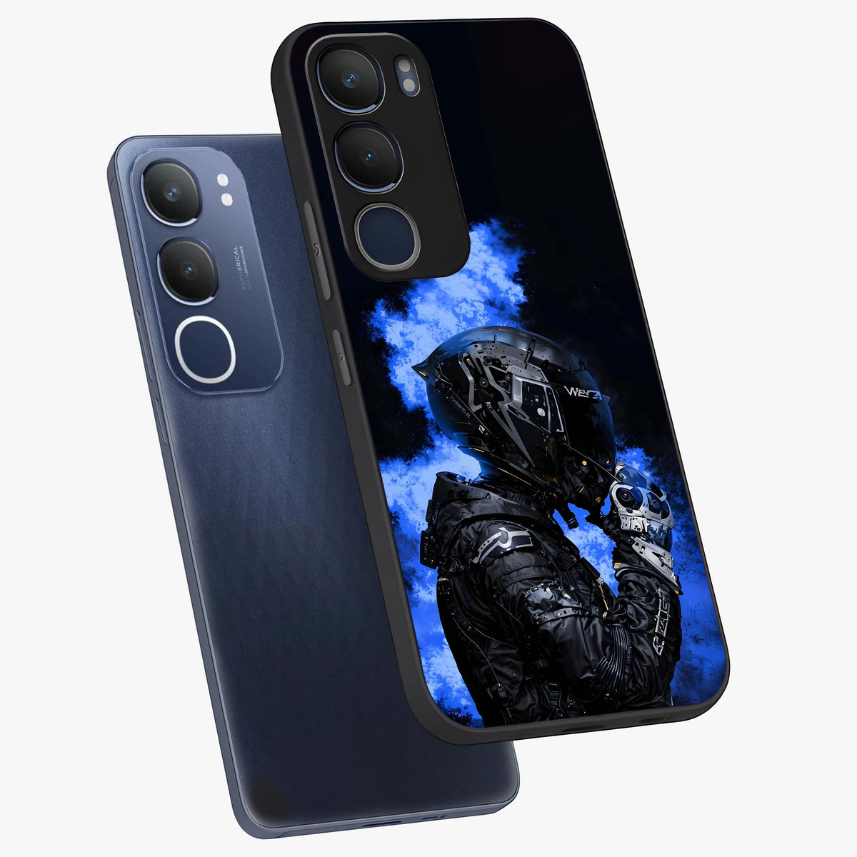 Cyber Sentinel Protocol Glass Case displayed in angled mockup highlighting digital cyber design with sci-fi aesthetic style.