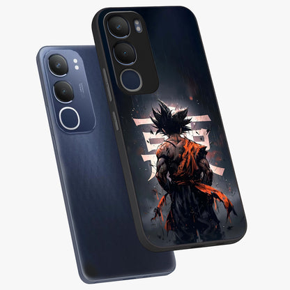 Dark Warrior In Rain Glass Case displayed in angled mockup highlighting dramatic warrior illustration with dark rain aesthetic.