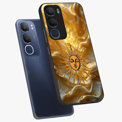 Eternal Golden Glow Glass Case displayed in angled mockup highlighting glowing golden aesthetic design with elegant style.
