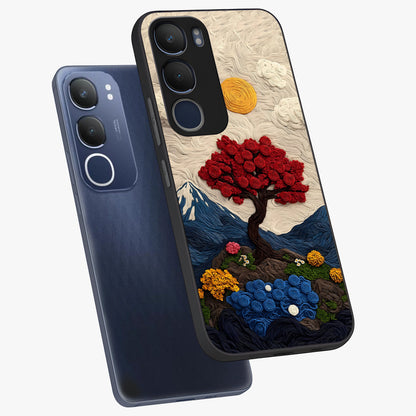 Eternal Nature Tapestry Glass Case displayed in angled mockup highlighting detailed botanical pattern with artistic aesthetic.