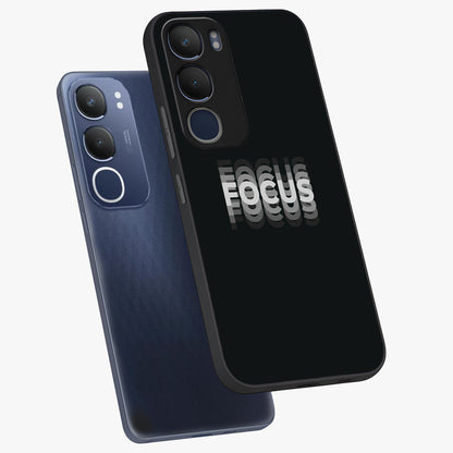 Focus Mode On Glass Case displayed in angled mockup highlighting clean minimal text artwork with modern aesthetic style.