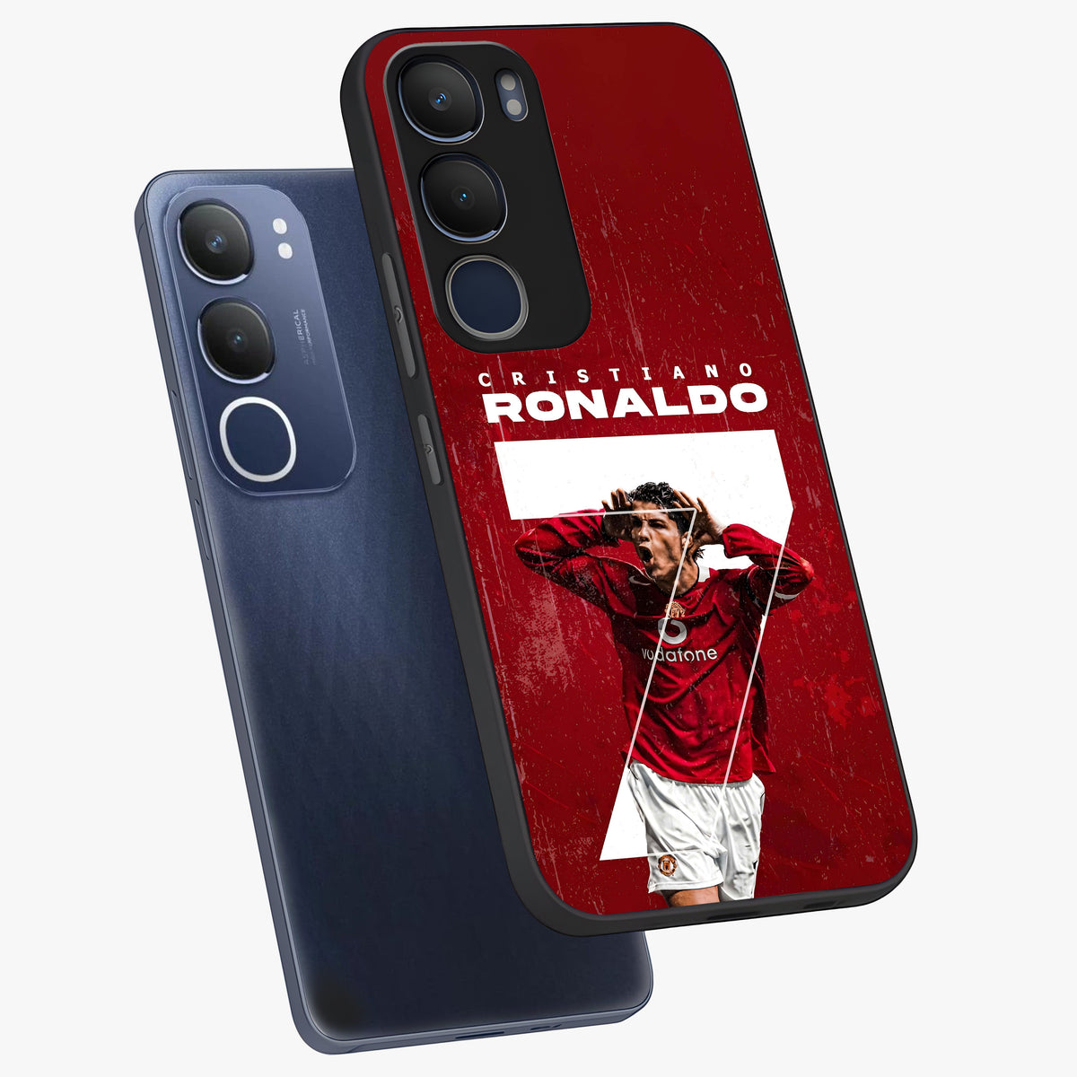Goal Celebration Legacy Glass Case displayed in angled mockup highlighting energetic sports celebration design with bold athletic theme.
