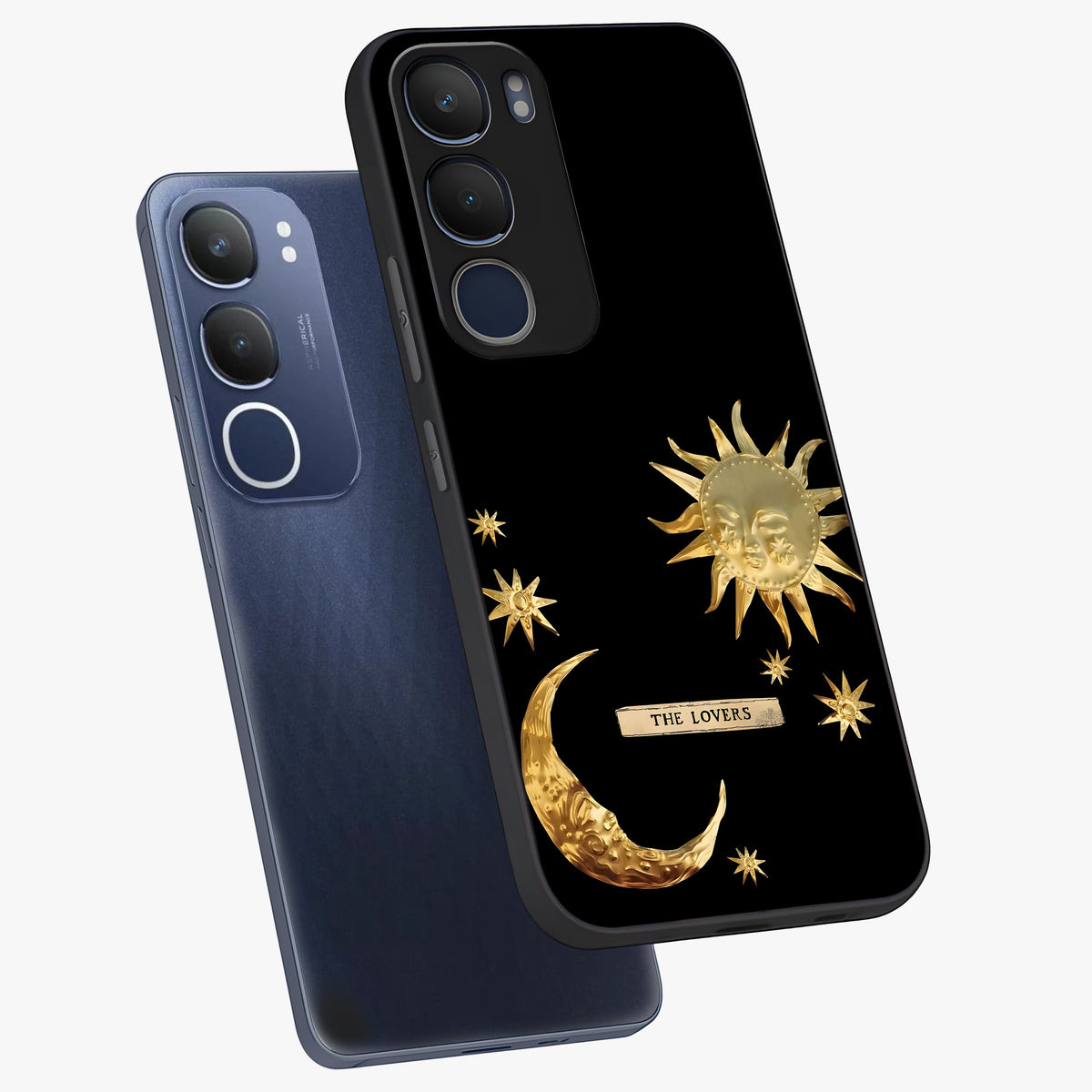 Gold Sun Blush Glass Case displayed in angled mockup highlighting radiant sun design with warm golden aesthetic.