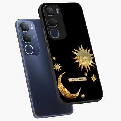 Gold Sun Blush Glass Case displayed in angled mockup highlighting radiant sun design with warm golden aesthetic.