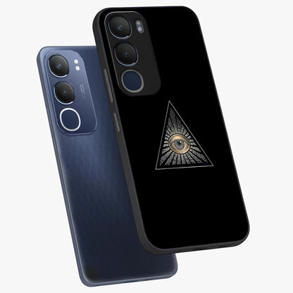 Illuminati Evil Glass Case displayed in angled mockup highlighting dark occult inspired design with bold aesthetic style.