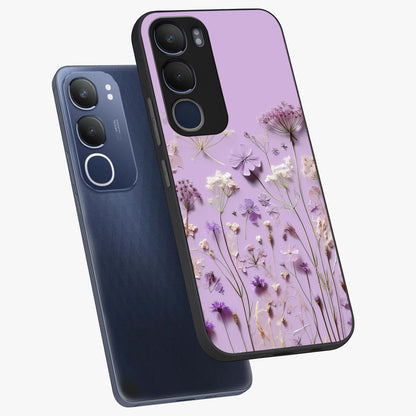 Lavender Blossom Dream Glass Case displayed in angled mockup highlighting dreamy lavender flower design with calming aesthetic style.