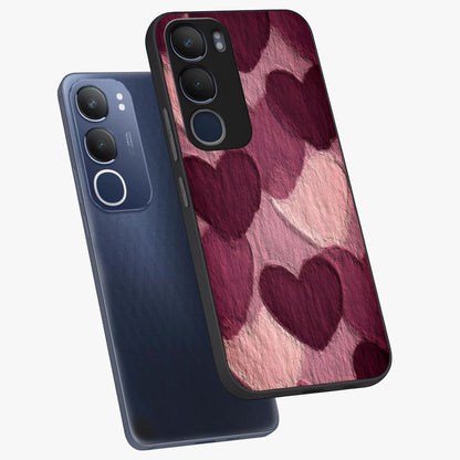 Layered Paper Hearts Glass Case displayed in angled mockup highlighting creative paper craft heart design with romantic aesthetic.