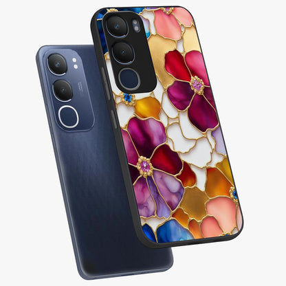 Marble Flower Pattern Glass Case displayed in angled mockup highlighting elegant marble floral design with modern aesthetic.