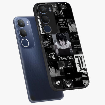 Midnight Chaos Mind Glass Case displayed in angled mockup highlighting chaotic artistic design with dramatic midnight aesthetic.
