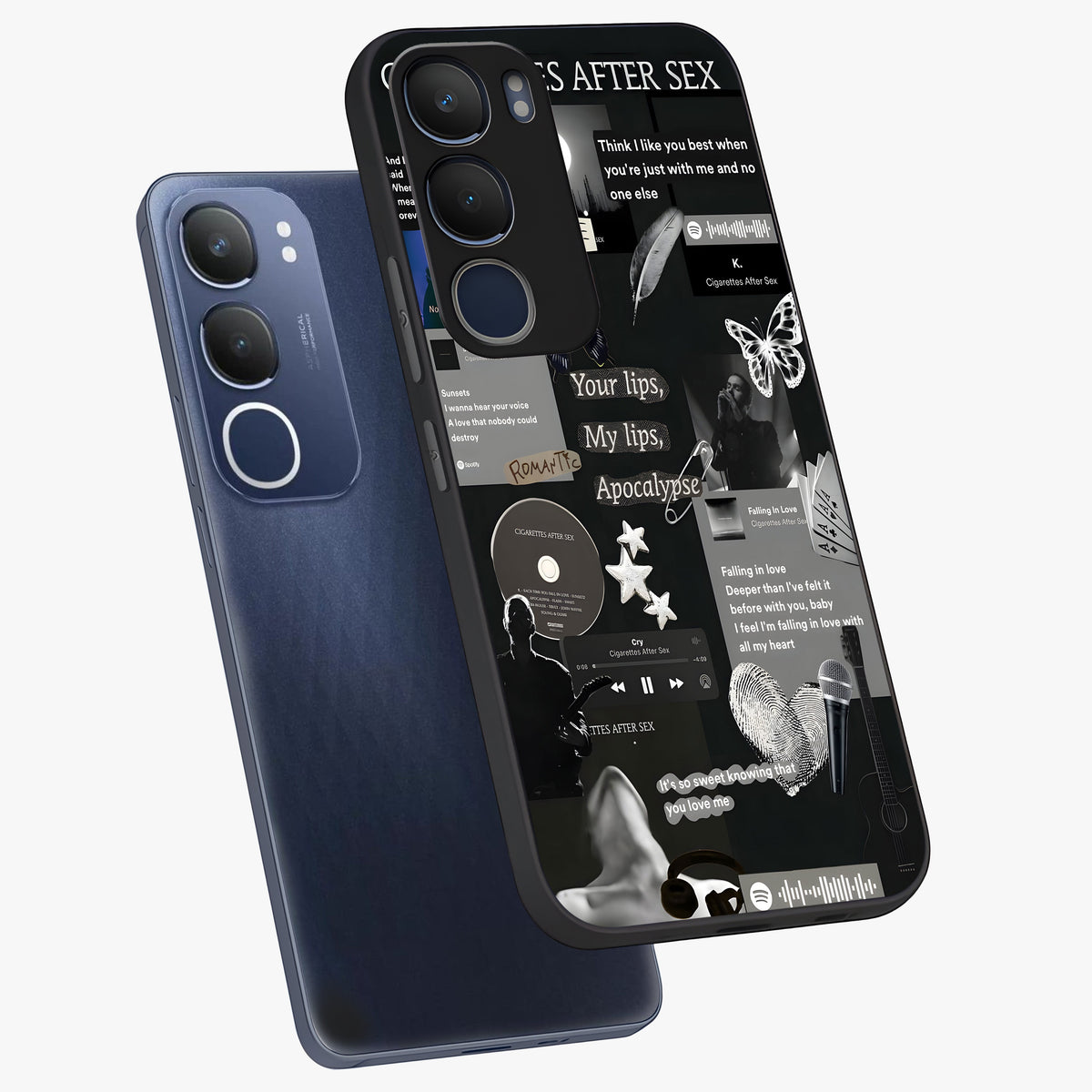 Midnight Love Echo Glass Case displayed in angled mockup highlighting elegant love inspired design with deep aesthetic style.