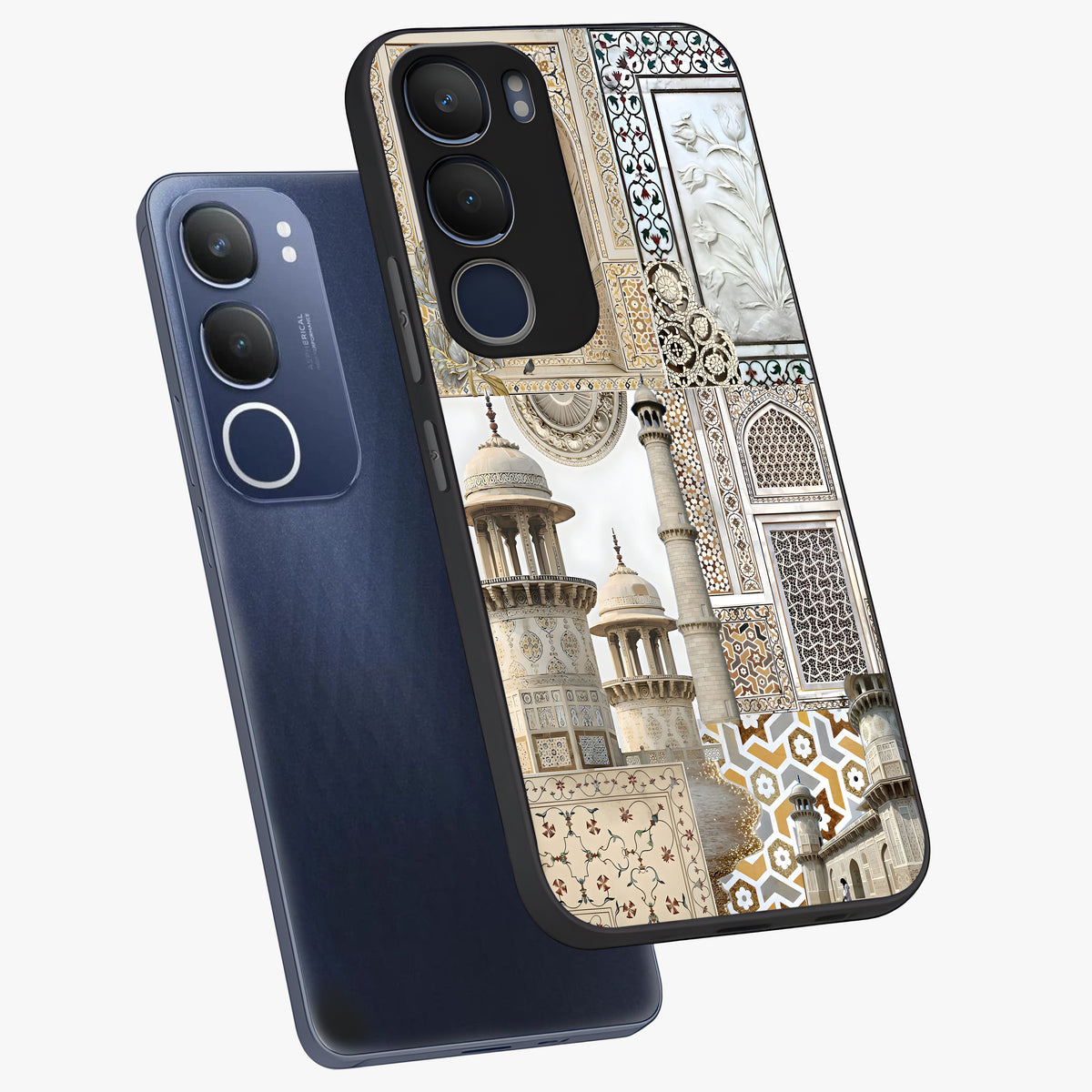 Mughal Marble Legacy Glass Case displayed in angled mockup highlighting elegant heritage marble artwork with royal aesthetic.