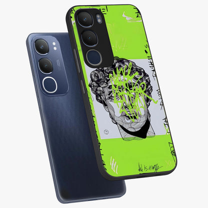 Neo Graffiti Rebellion Glass Case displayed in angled mockup highlighting urban street art design with rebellious aesthetic.