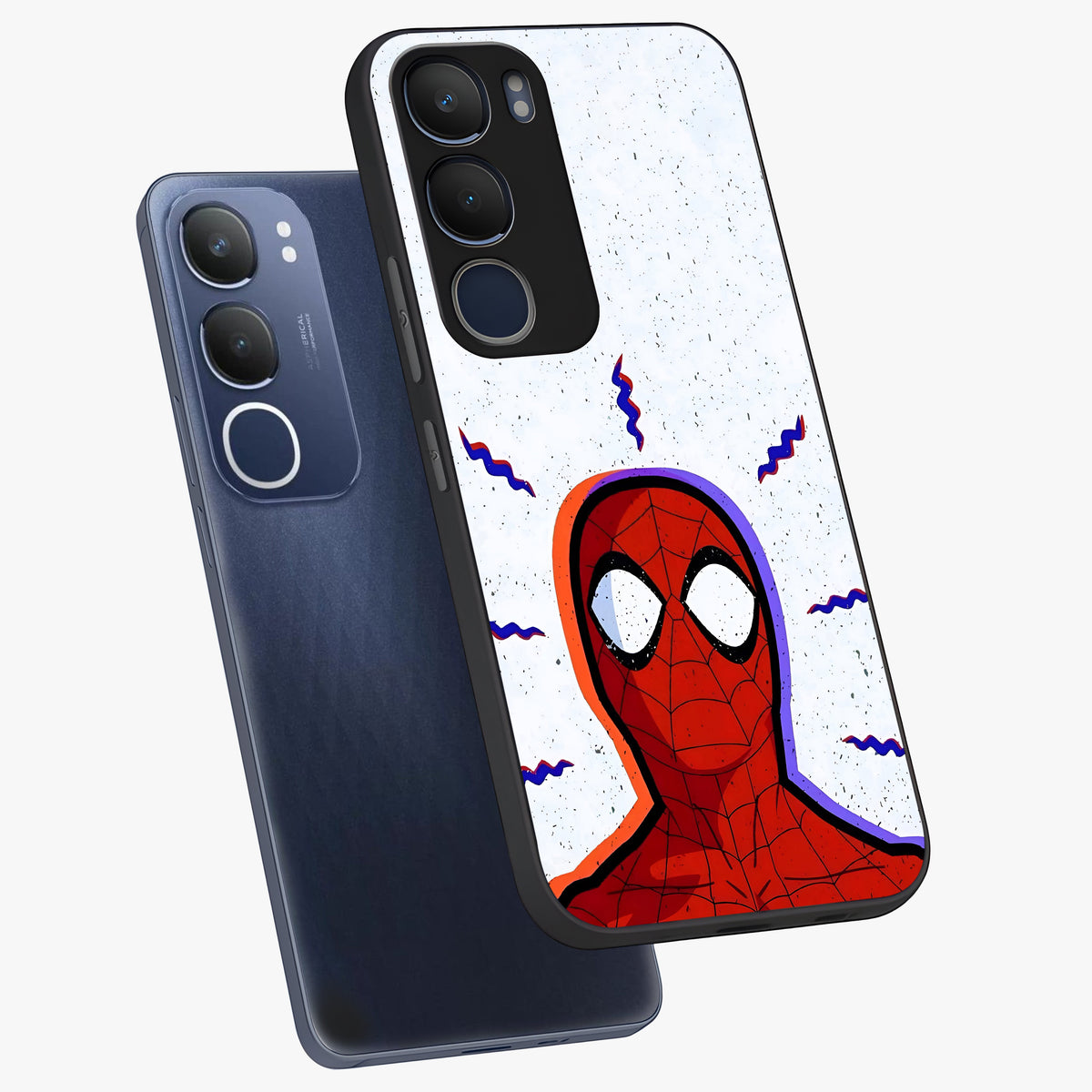 Omg Spiderman Glass Case displayed in angled mockup highlighting dynamic hero illustration with action comic aesthetic.