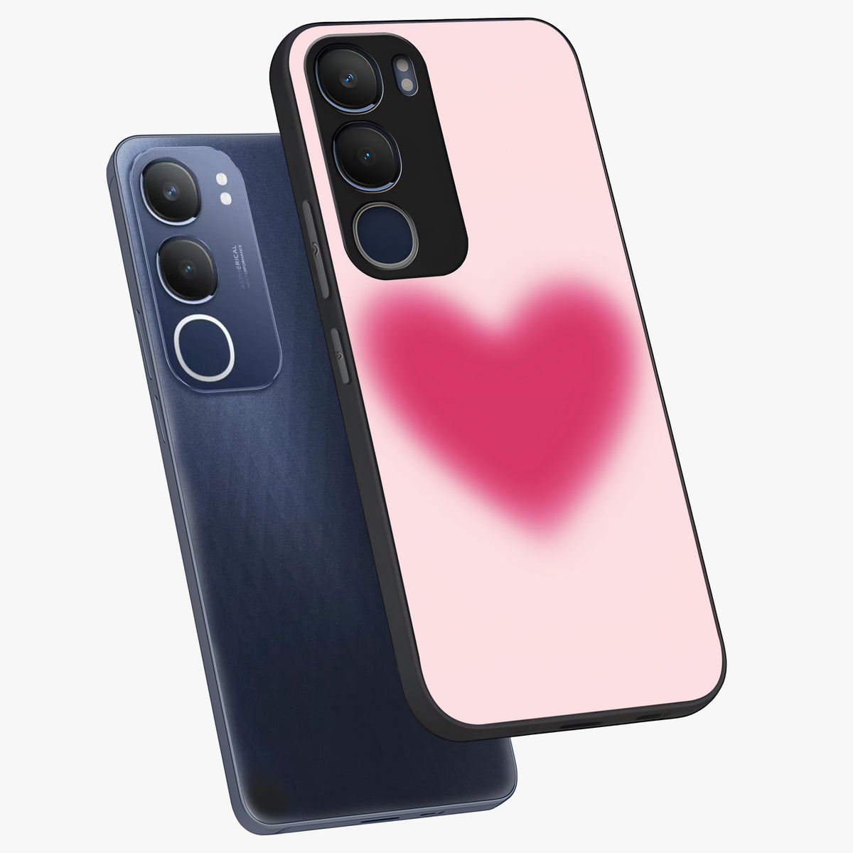 Pink Aura Heart Glass Case displayed in angled mockup highlighting vibrant pink heart design with dreamy aura aesthetic.