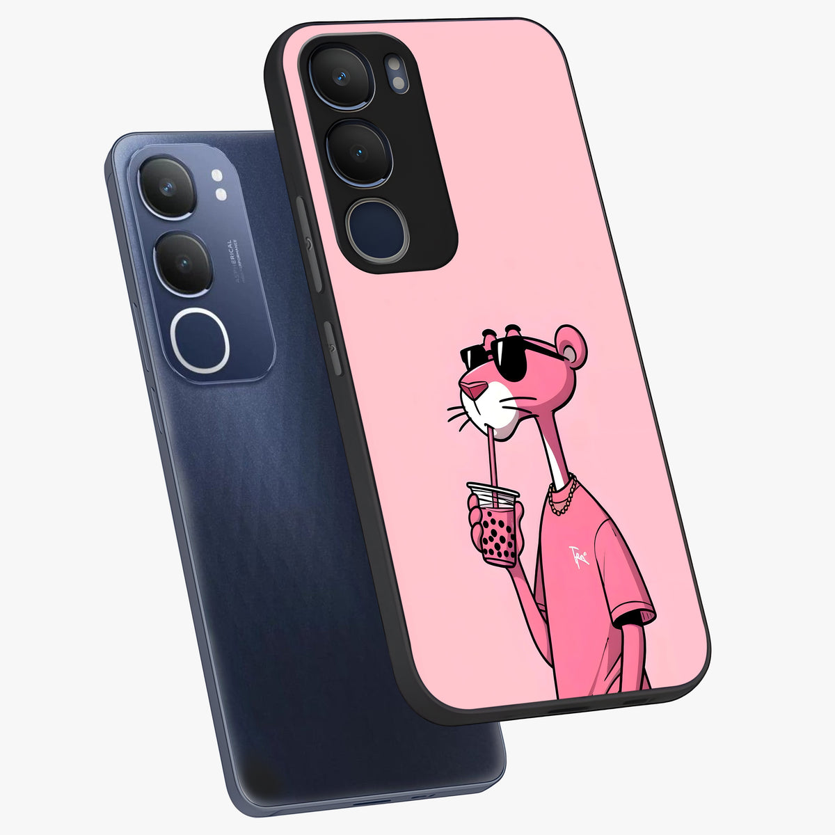 Pink Panther Glass Case displayed in angled mockup highlighting playful cartoon character design with vibrant pink aesthetic.