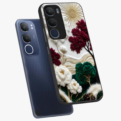Radiant Bloom Elegance Glass Case displayed in angled mockup highlighting graceful floral design with radiant aesthetic style.