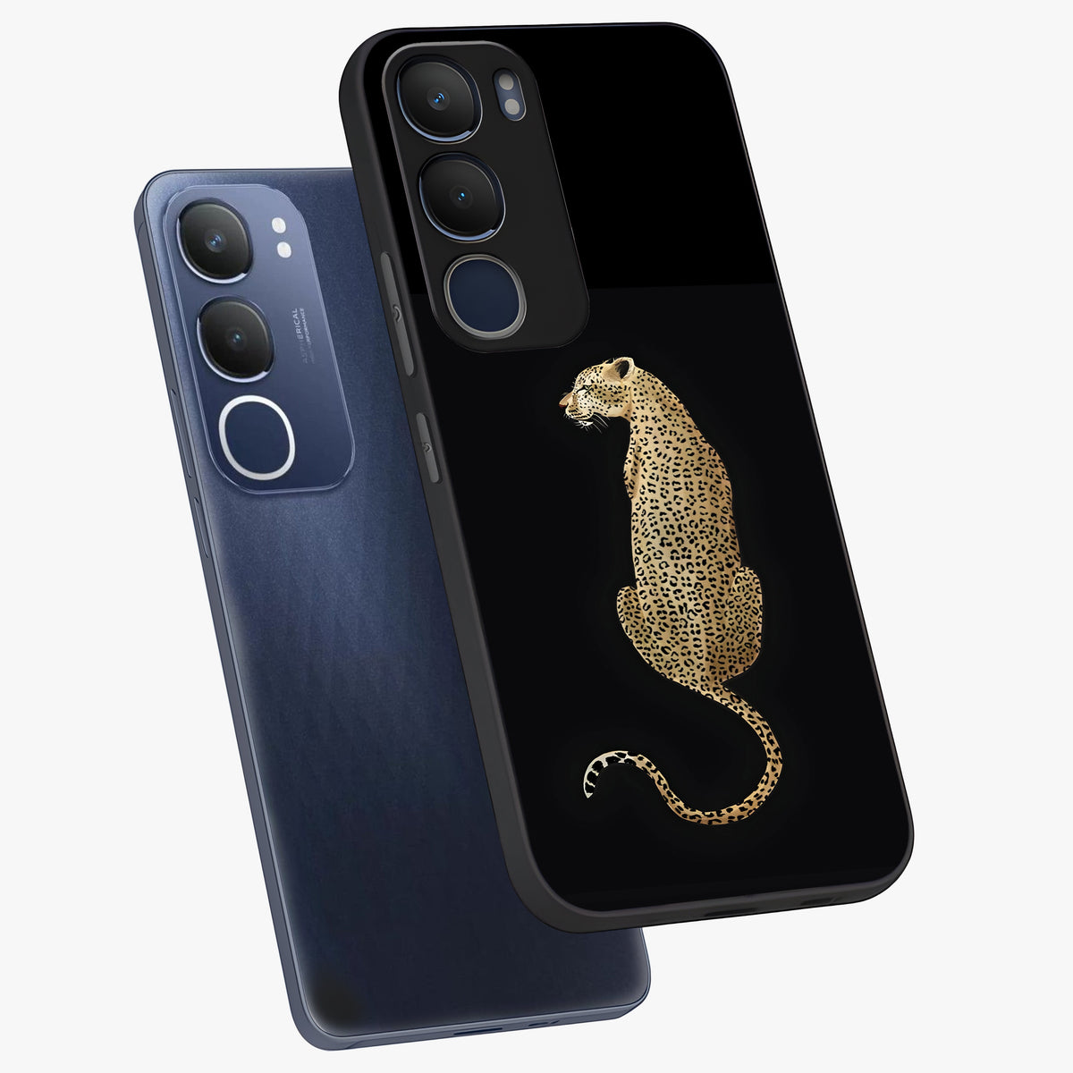 Regal Leopard Glass Case displayed in angled mockup highlighting powerful animal illustration with stylish wild aesthetic.