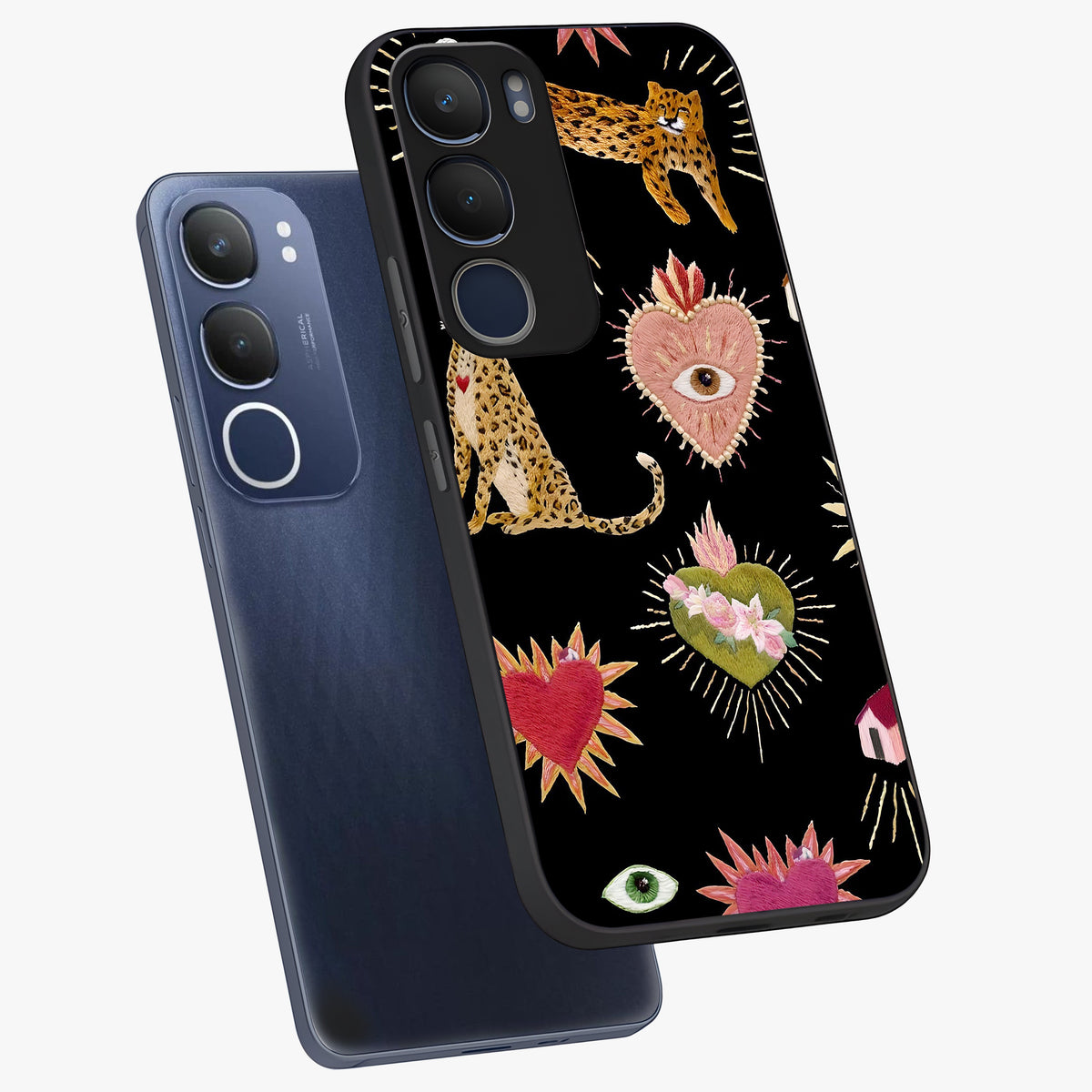 Sacred Jungle Heart Glass Case displayed in angled mockup highlighting lush tropical design with natural aesthetic style.