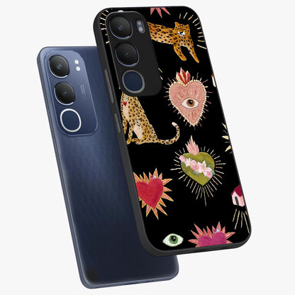 Sacred Jungle Heart Glass Case displayed in angled mockup highlighting lush tropical design with natural aesthetic style.