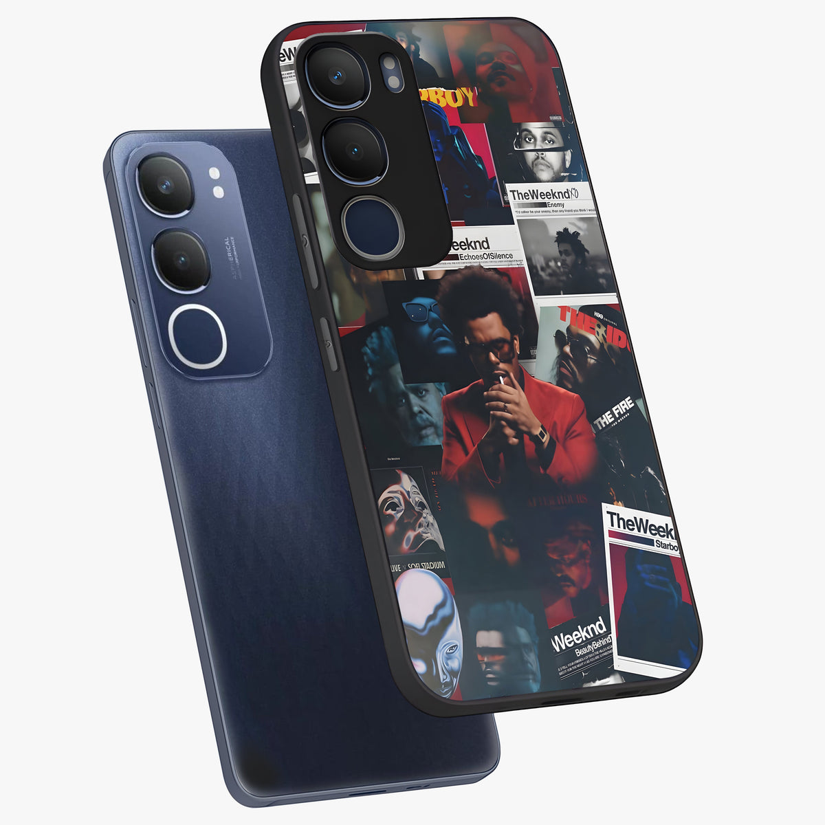 The Weeknd Glass Case displayed in angled mockup highlighting stylish pop culture inspired design with modern aesthetic.
