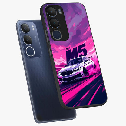 Velocity Drift Pulse Glass Case displayed in angled mockup highlighting dynamic drift design with sporty automotive aesthetic.