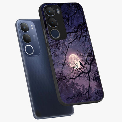Whispering Moon Silence Glass Case displayed in angled mockup highlighting calm lunar design with dreamy night aesthetic.