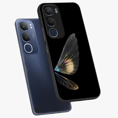 Whispers Of Wings Glass Case displayed in angled mockup highlighting soft feather design with celestial aesthetic style.