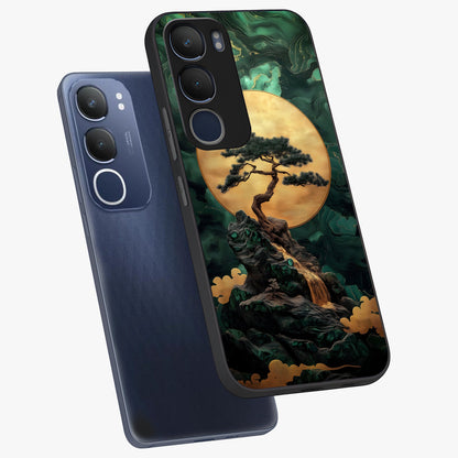 Zen Moon Rise Glass Case displayed in angled mockup highlighting peaceful lunar design with zen aesthetic style.
