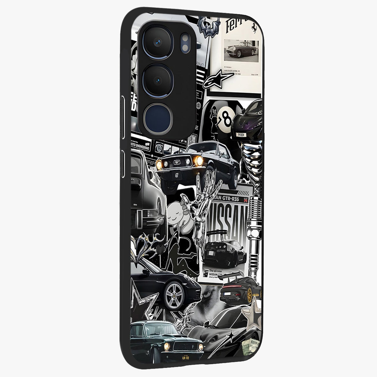 Aesthetic Dark Love Glass Case upright view showcasing dramatic romantic artwork with modern aesthetic style.