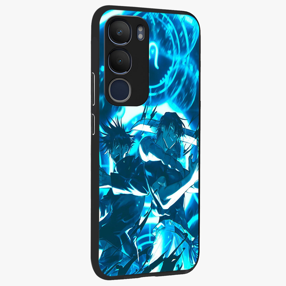 Cursed Energy Clash Glass Case upright view showcasing dramatic clash artwork with bold supernatural theme.