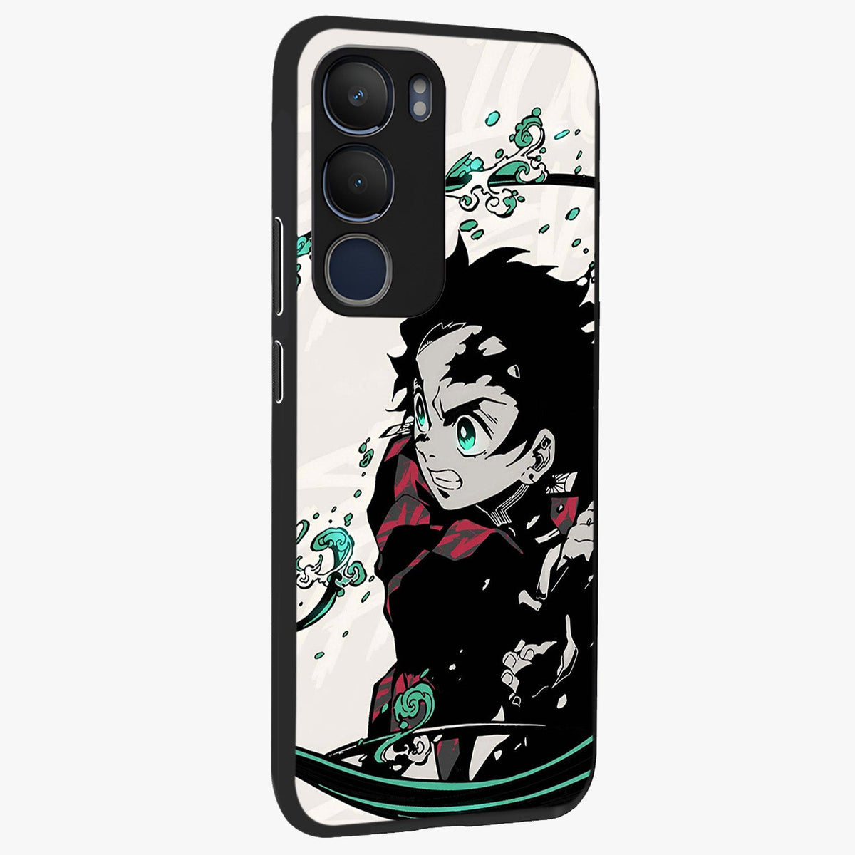 Demon Slayer Glass Case upright view showcasing powerful anime artwork with intense warrior theme.
