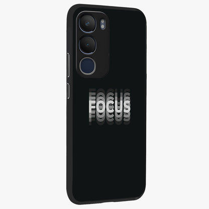 Focus Mode On Glass Case upright view showcasing strong typography statement with sleek motivational theme.