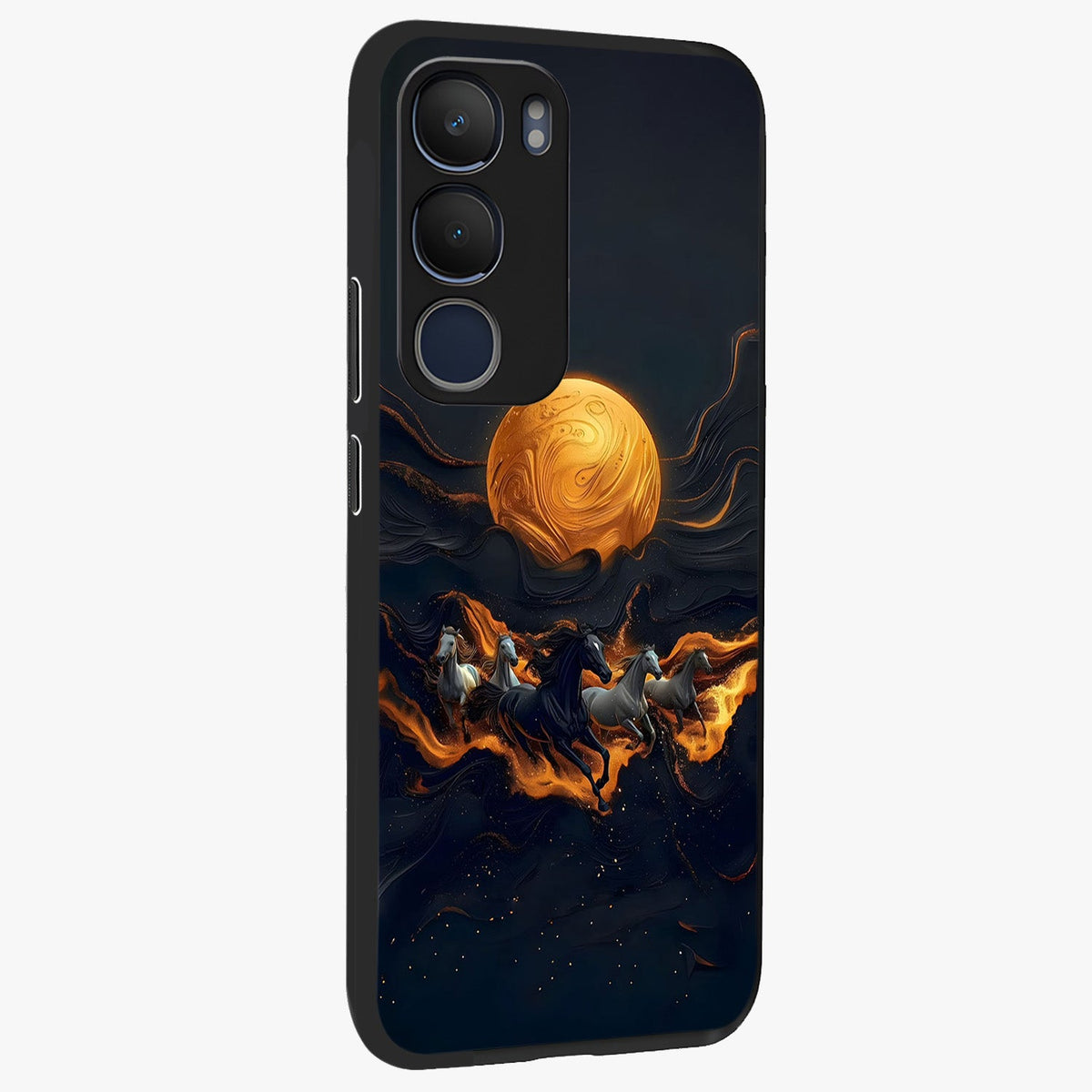 Golden Royal Heritage Glass Case upright view showcasing elegant royal artwork with classic heritage theme.