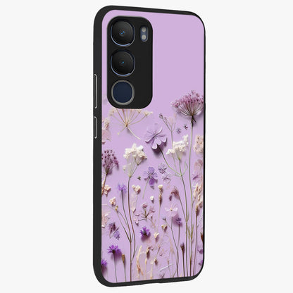 Lavender Blossom Dream Glass Case upright view showcasing delicate lavender blossom artwork with peaceful floral theme.