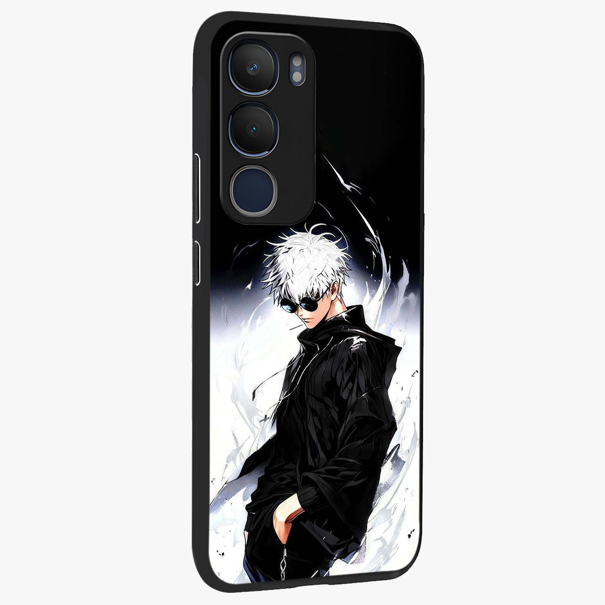 Limitless Shadow King Glass Case upright view showcasing bold shadow warrior artwork with epic fantasy theme.
