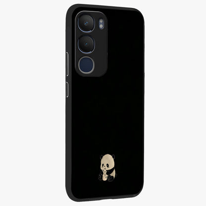 Midnight Panda Love Glass Case upright view showcasing charming panda artwork with playful romantic theme.