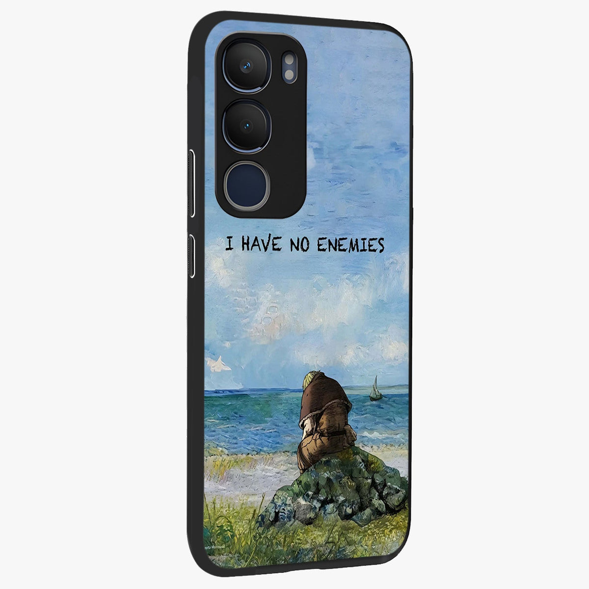 Peace Beyond War Glass Case upright view showcasing powerful peace symbol artwork with inspirational theme.