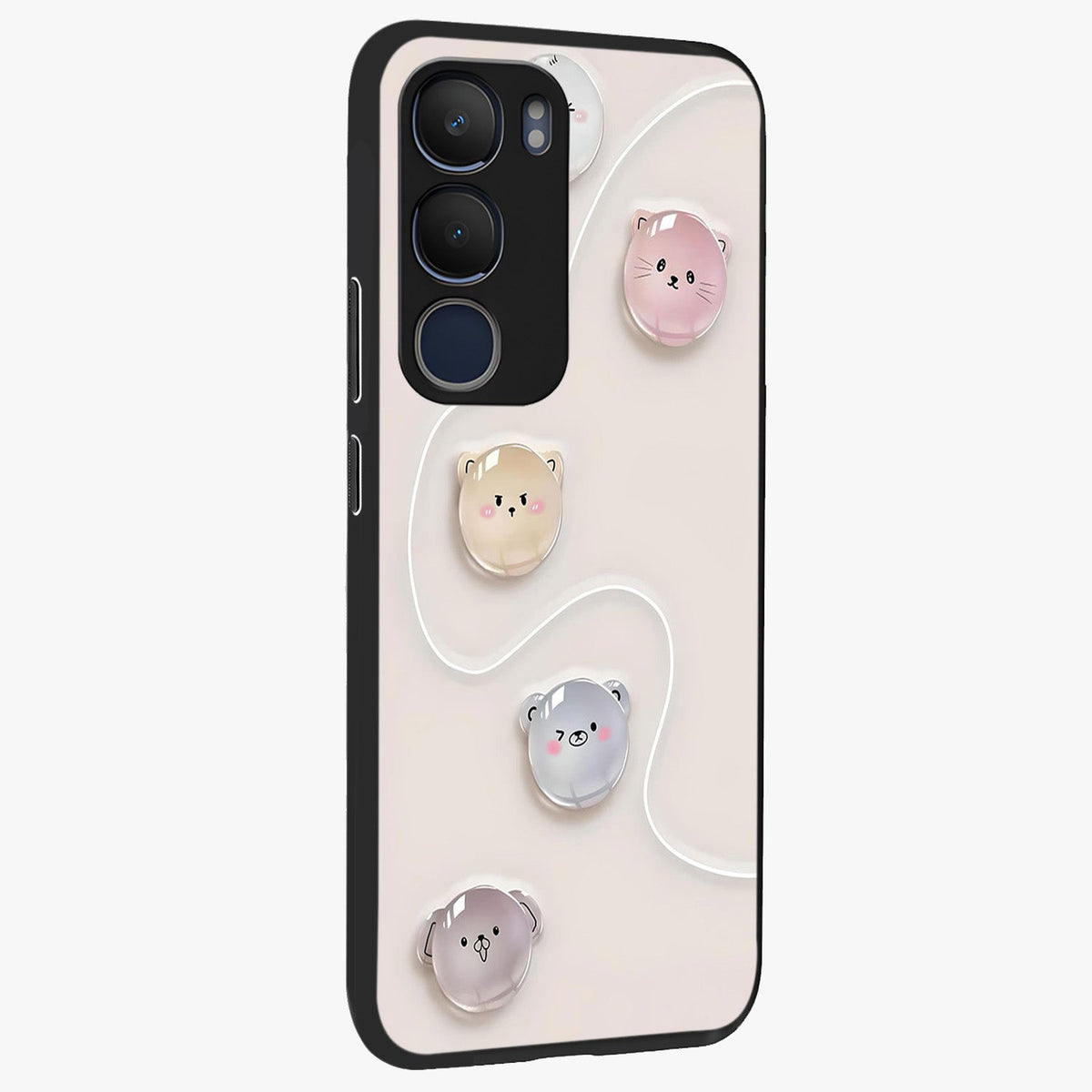 Puffy Face Parade Glass Case upright view showcasing adorable character artwork with cheerful animated theme.