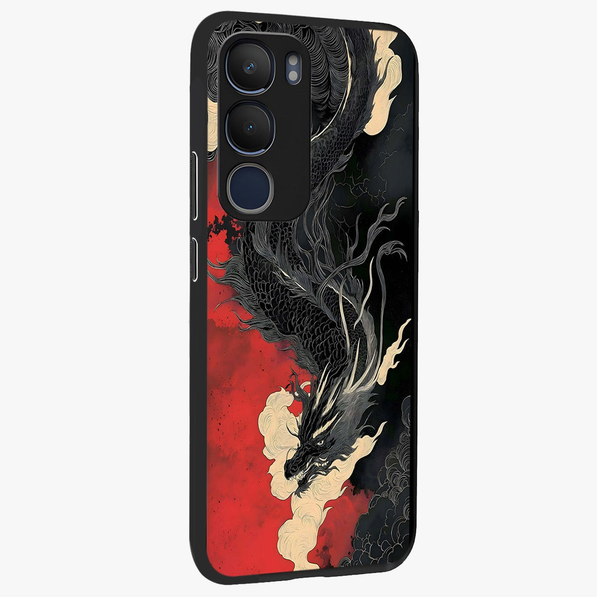 Shadow Dragon Fury Glass Case upright view showcasing intense dragon artwork with dramatic shadow theme.