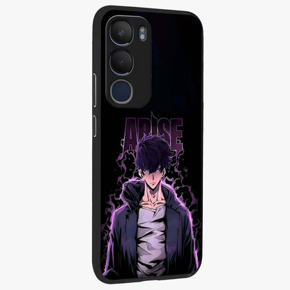 Shadow Monarch Awakening Glass Case upright view showcasing bold monarch artwork with mystical awakening theme.