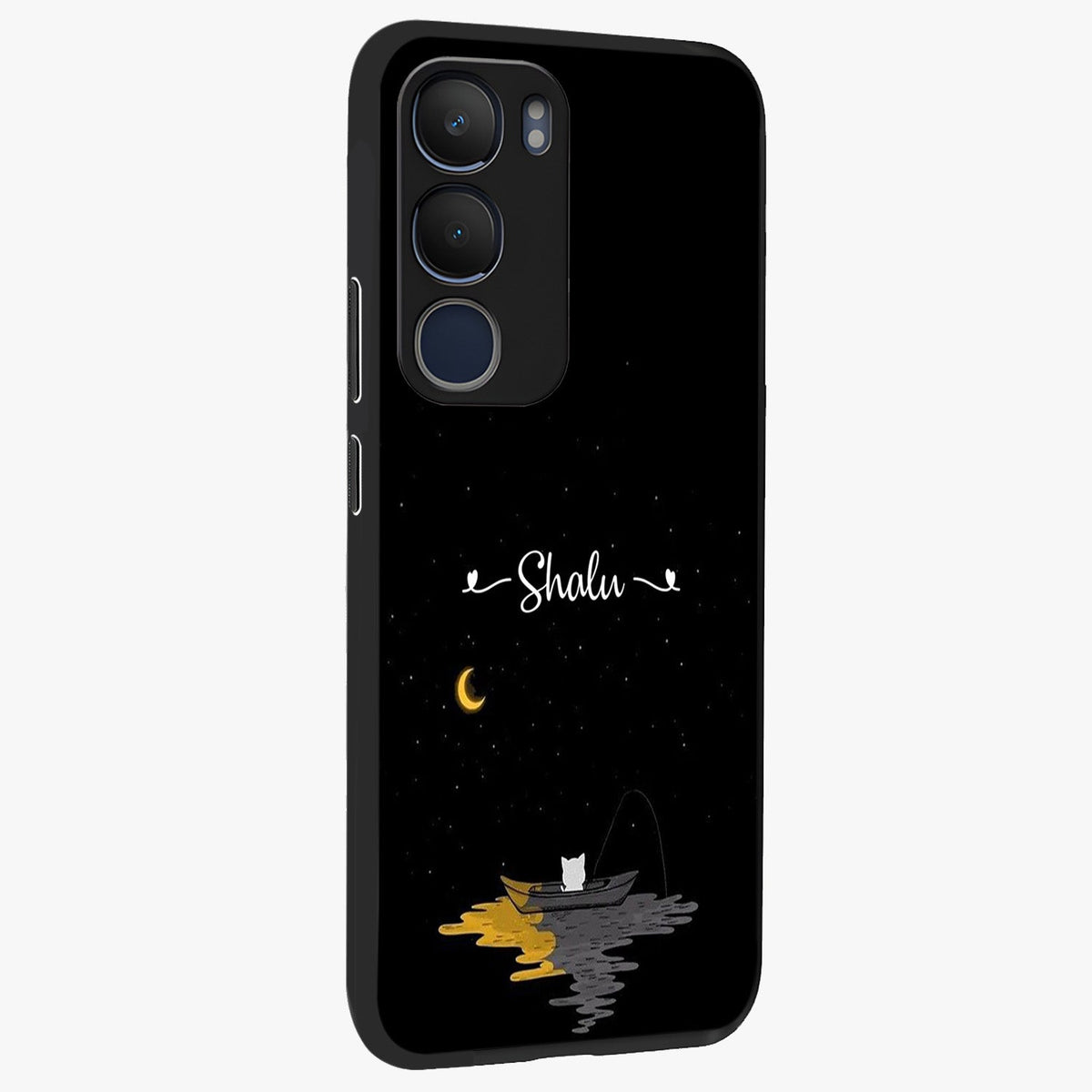 Silent Night Row Glass Case upright view showcasing tranquil night artwork with serene landscape theme.