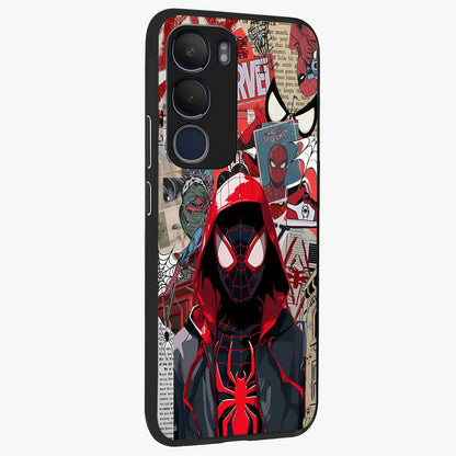 Spider Collage Street Glass Case upright view showcasing bold superhero artwork with urban street theme.