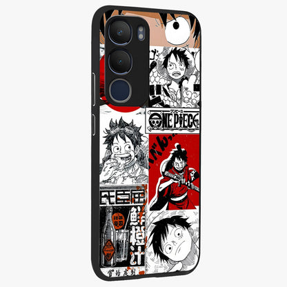 Strawhat Chaos Panels Glass Case upright view showcasing energetic anime artwork with bold adventure theme.