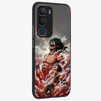 Titan Awakening Fury Glass Case upright view showcasing intense titan artwork with epic fantasy theme.
