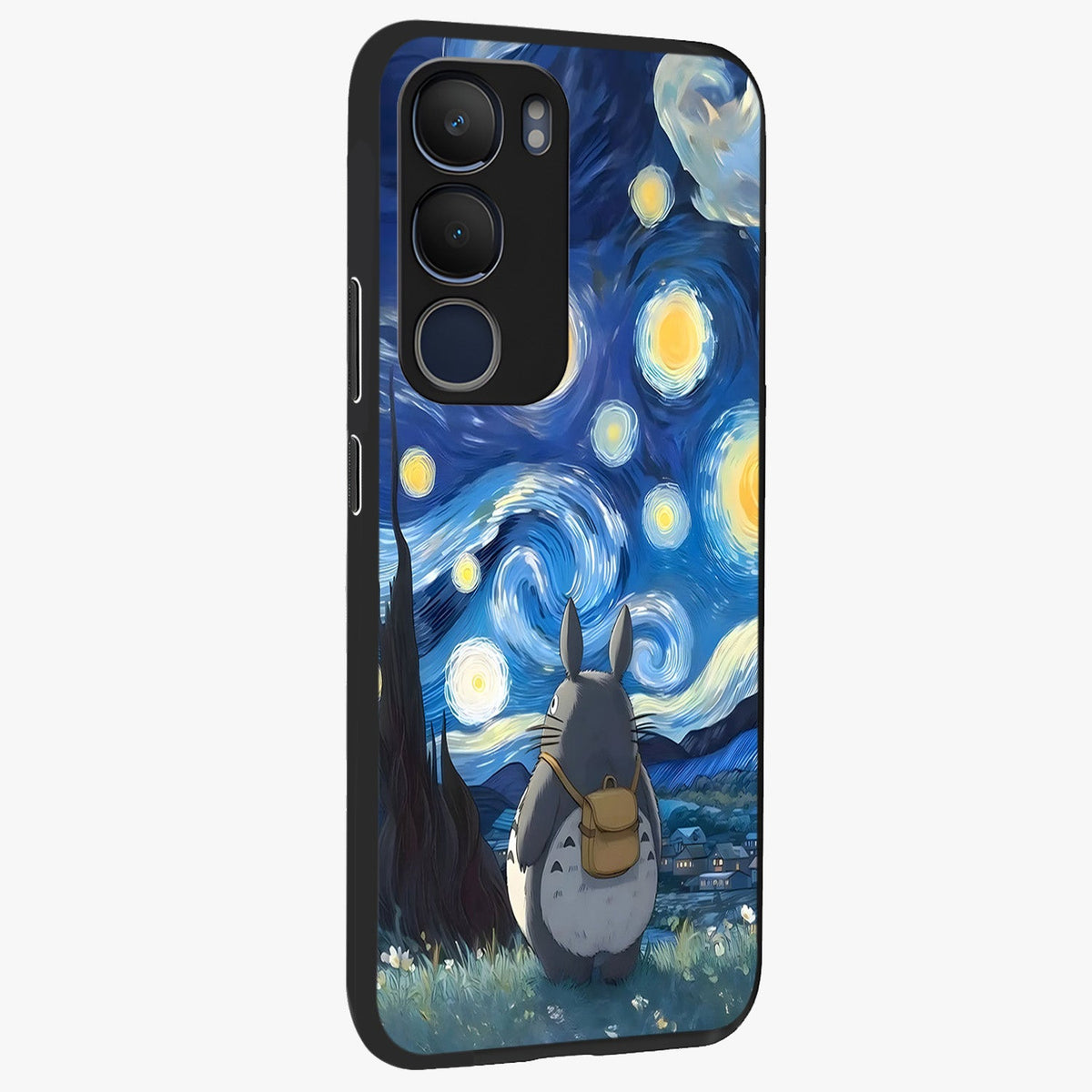 Totoro In Van Gogh Art Glass Case upright view showcasing creative character artwork with painterly artistic theme.