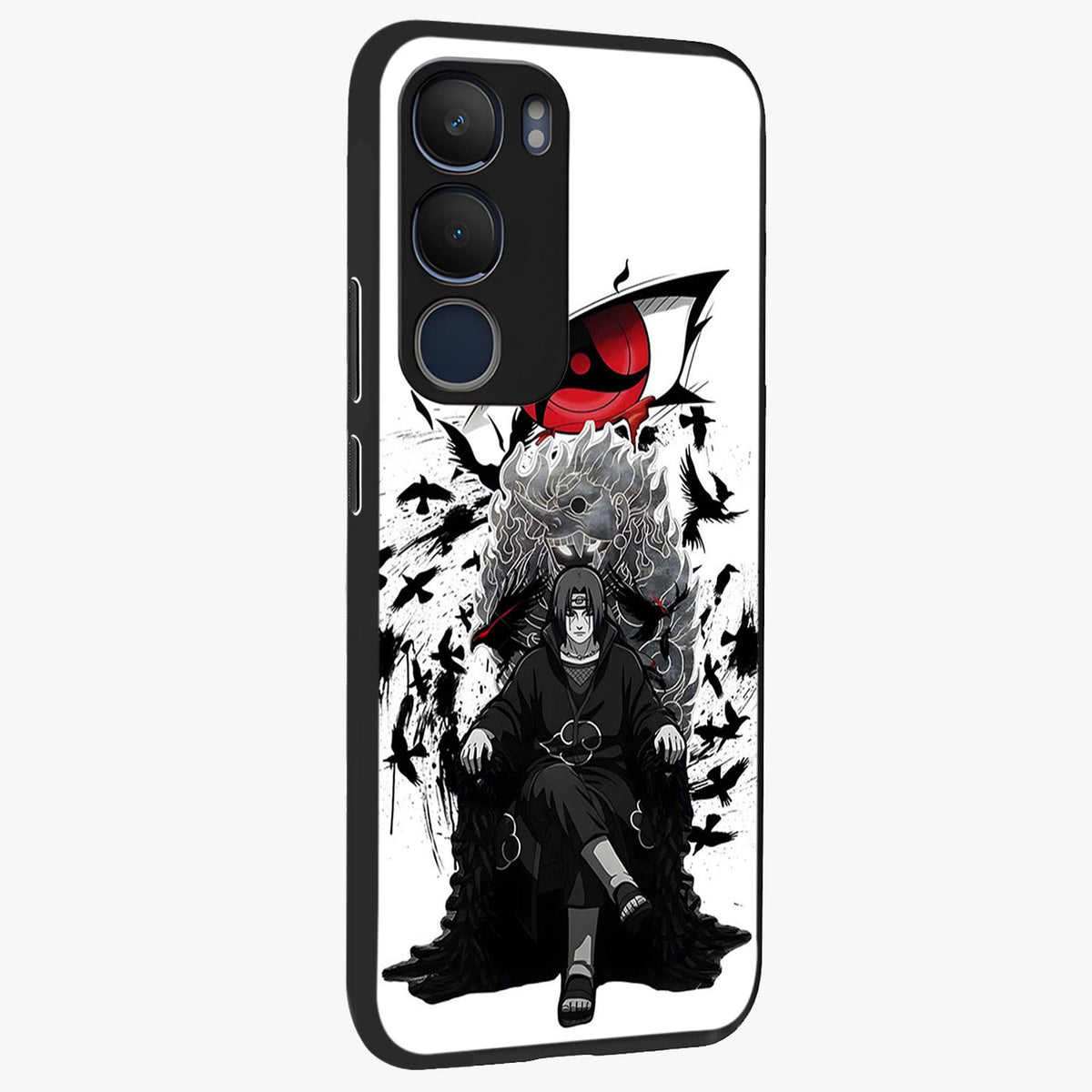Uchiha Shadow Throne Glass Case upright view showcasing magical underwater galaxy artwork with vibrant cosmic theme.