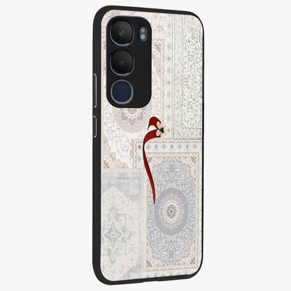 White Aesthetic Bow Glass Case upright view showcasing delicate ribbon bow artwork with cute minimalist theme.