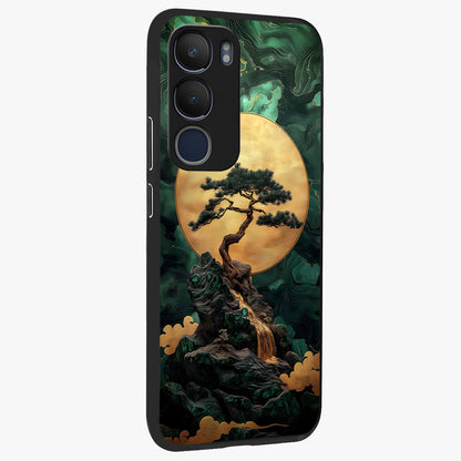 Zen Moon Rise Glass Case upright view showcasing serene moon artwork with tranquil night theme.